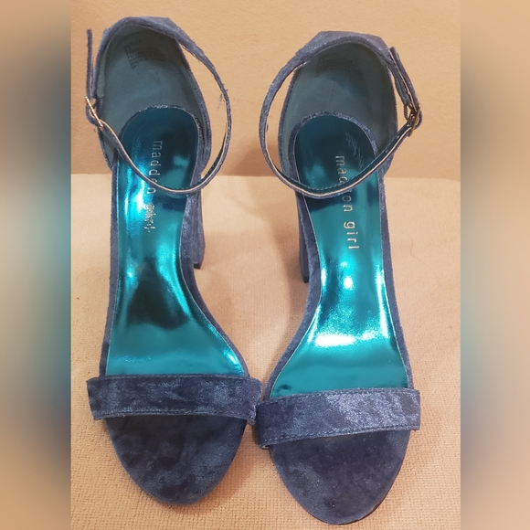 Madden Girl Shoes Madden Girl Teal Velvet Bella Shoes Sz 85 Block Heel 9s Poshmark